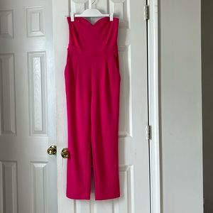 strapless pink jumpsuit